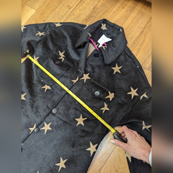 NWT new AVEC LES FILLES Felt Shirt Jacket In Black/tan Star from modesens/Anthro - Picture 12 of 14